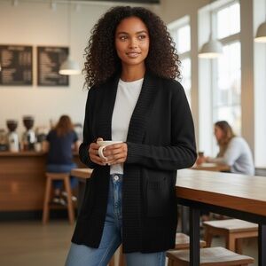 Fashion Nova Classic Black Open Cardigan